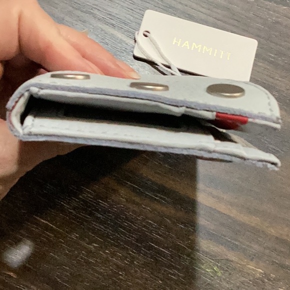 Hammitt 110 North Sculpted Bluebird Leather Wallet with Silver Accents NWT - Picture 7 of 13